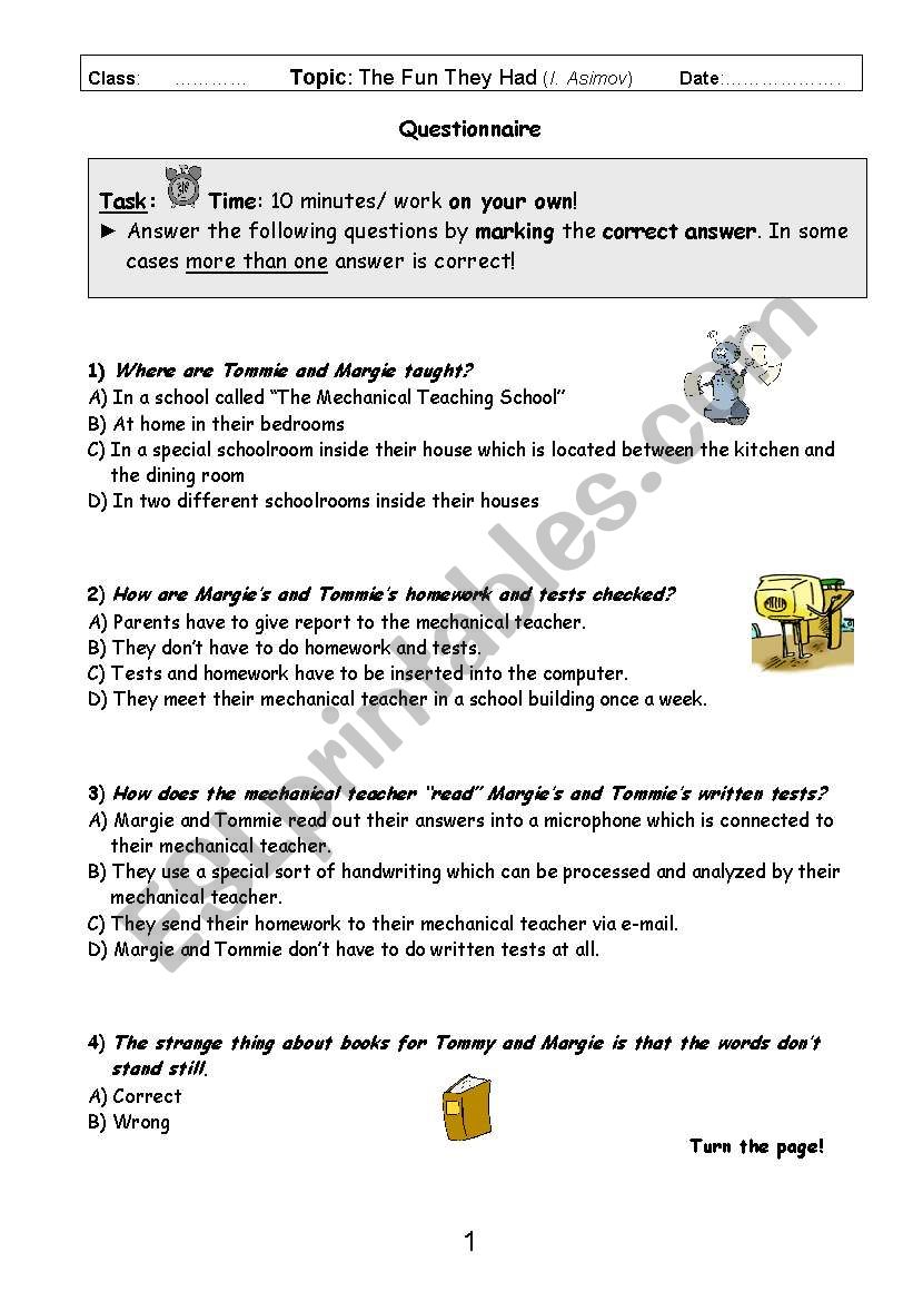 The Fun They Had - Comprehension questions