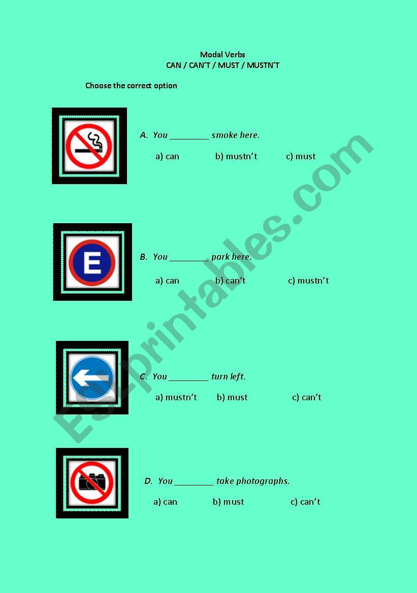 Modal verbs worksheet