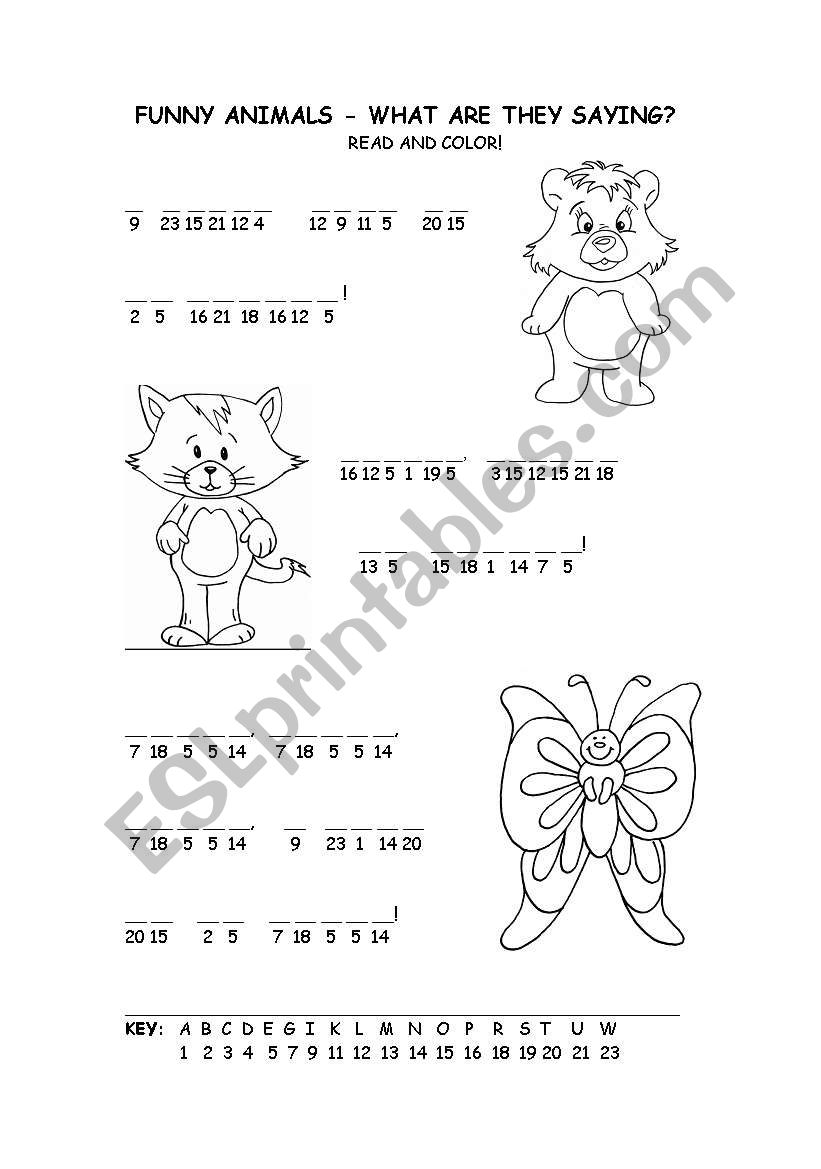 Funny animals worksheet