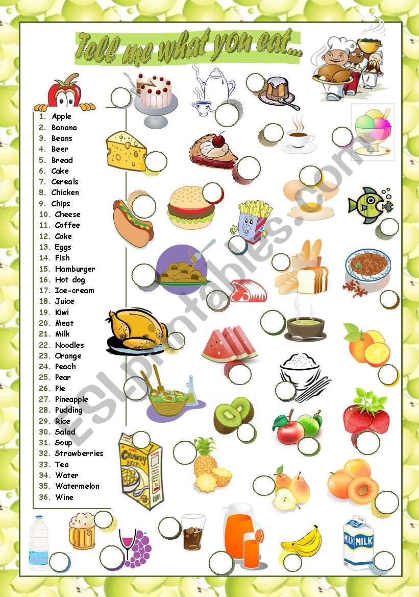 TELL ME WHAT YOU EAT... (2) worksheet