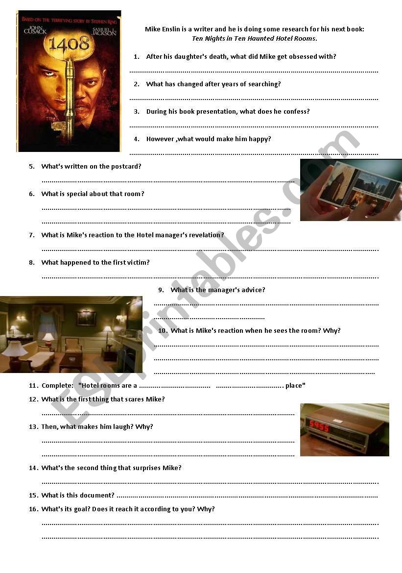 1408 Trailer Worksheet worksheet