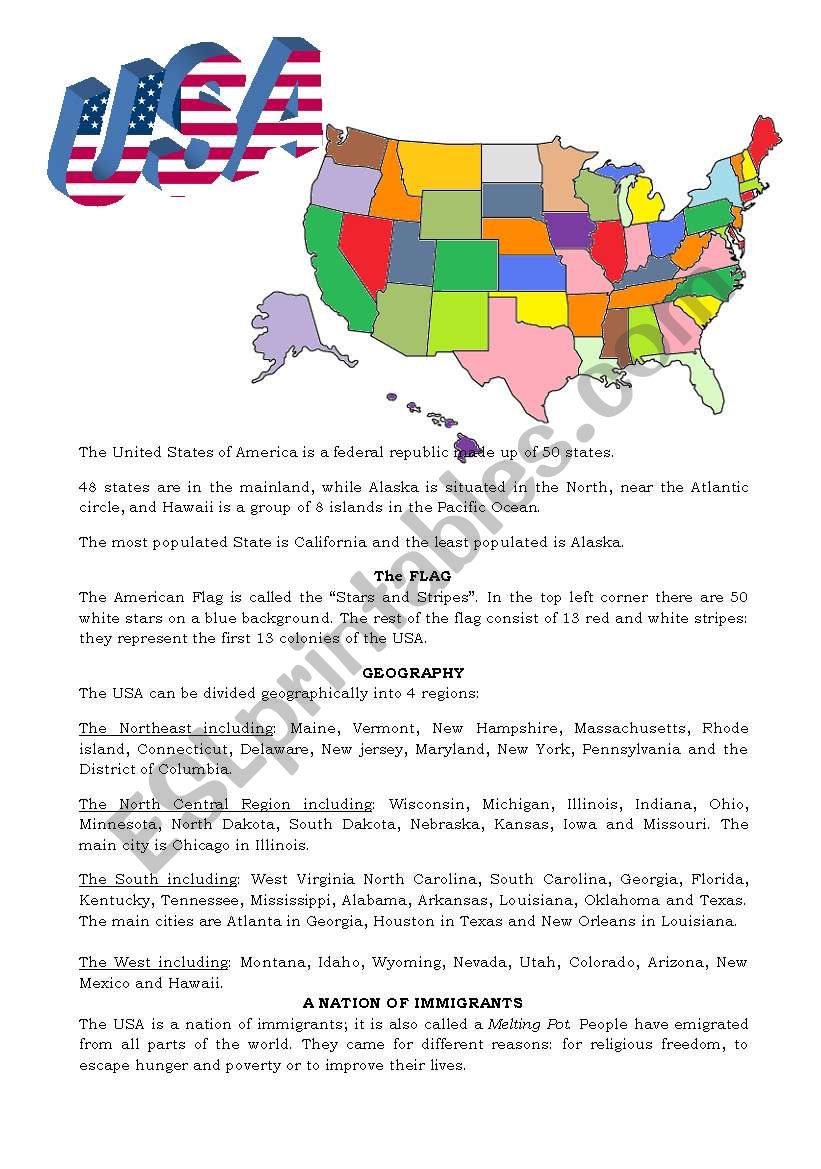 USA reading plus exercises worksheet