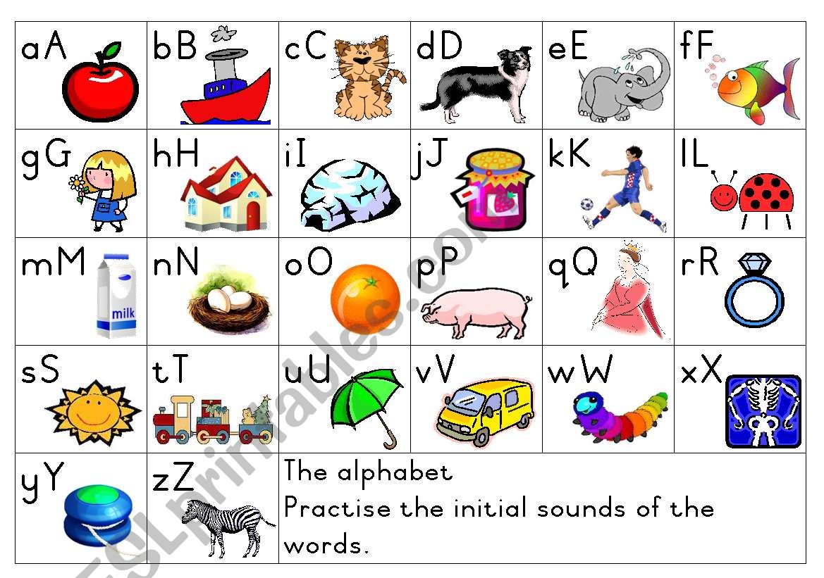 Alphabet / Initial Sounds - Poster - ESL worksheet by Joeyb1