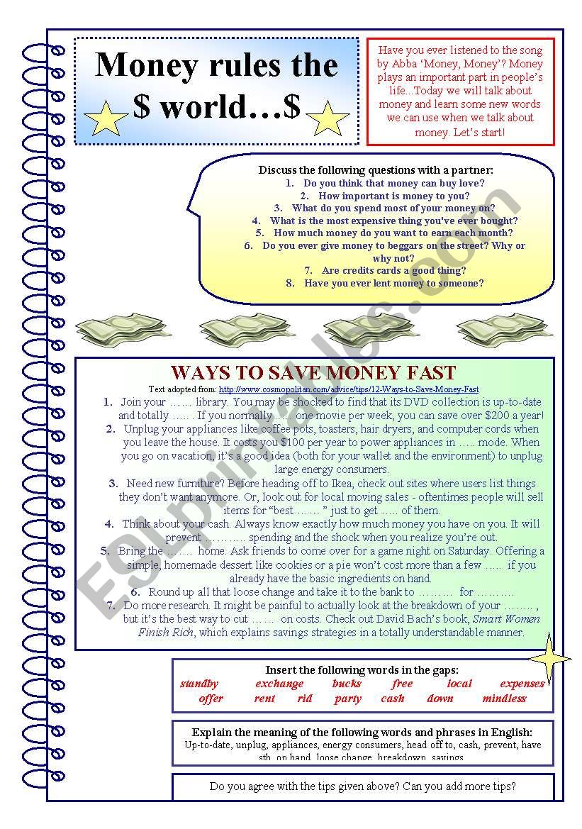 Money Rules the World worksheet