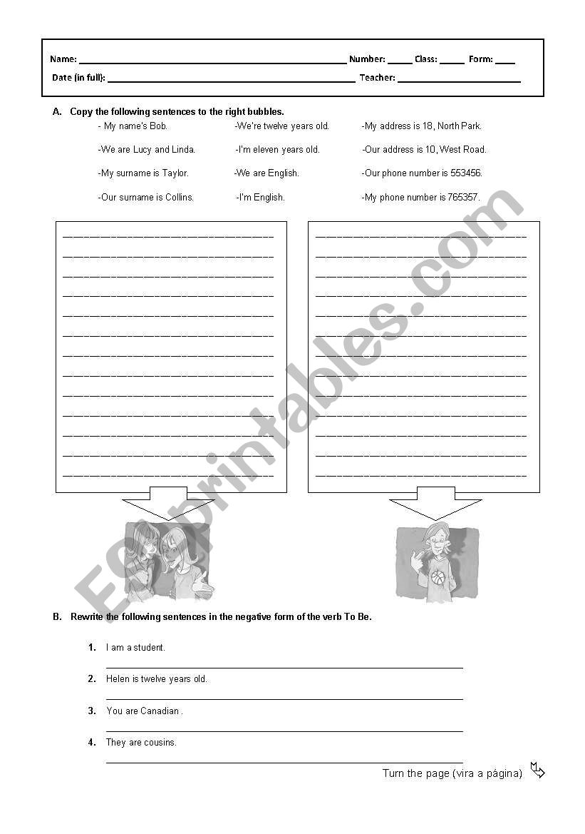 Personal Identification worksheet