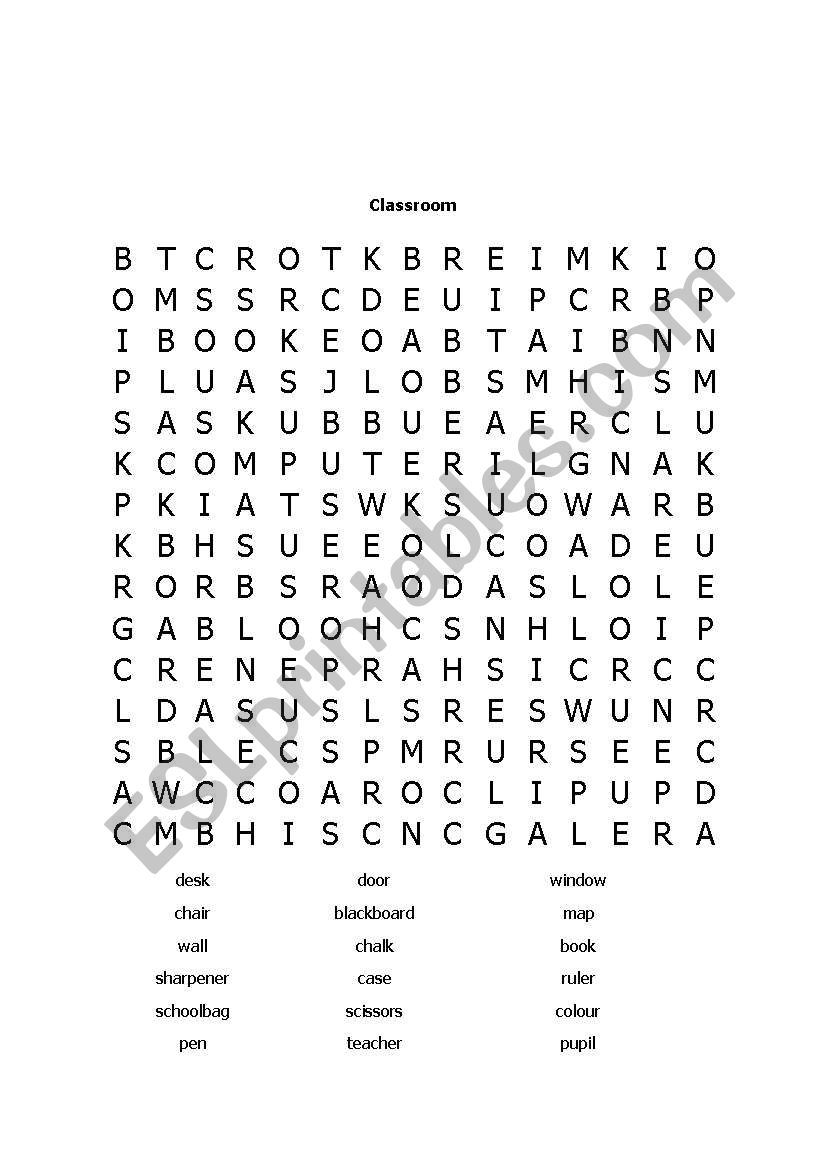 wordsearch classroom and colours