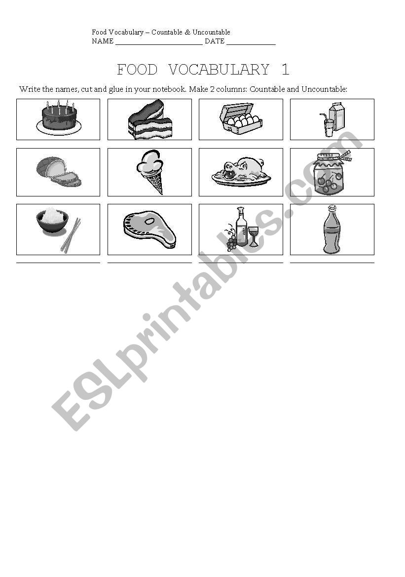Food Vocabulary 1 worksheet