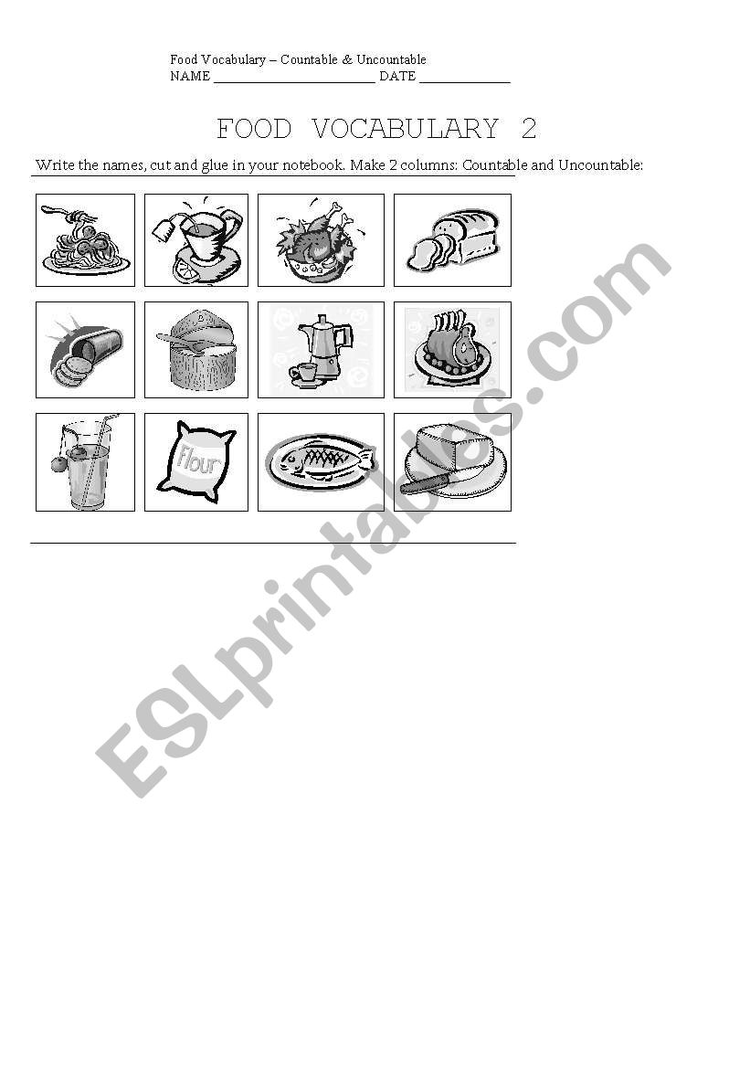 Food Vocabulary 2 worksheet