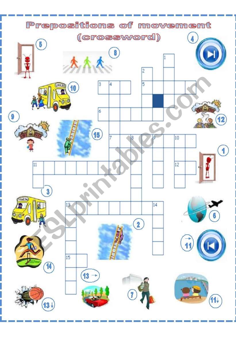 Prepositions of movement, a crossword
