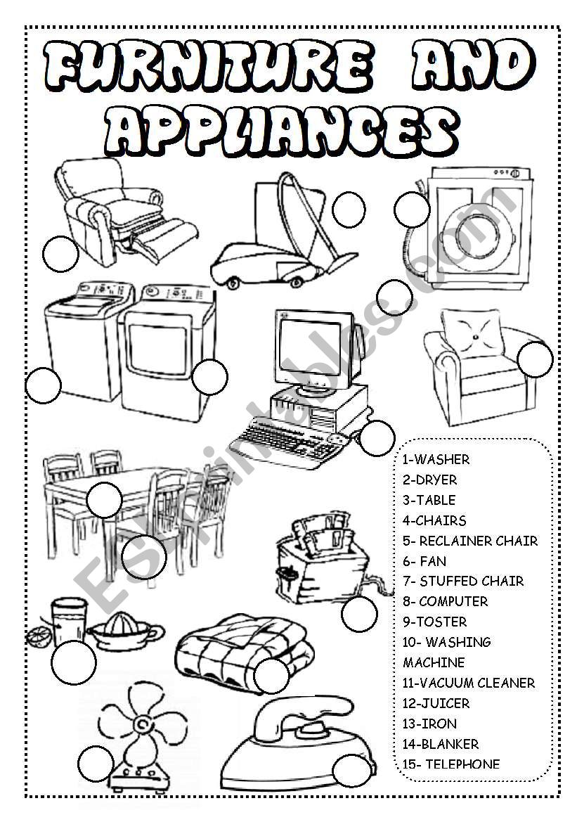 furniture and appliances 2  worksheet