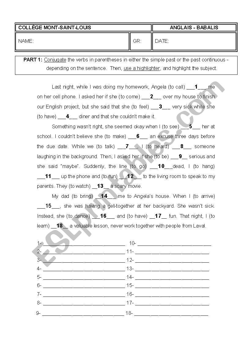 Present/Past Continuous  Comparative/Superlative