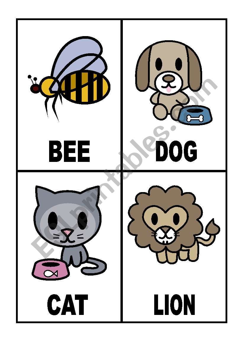  24 Flashcards with Animals (1/3)