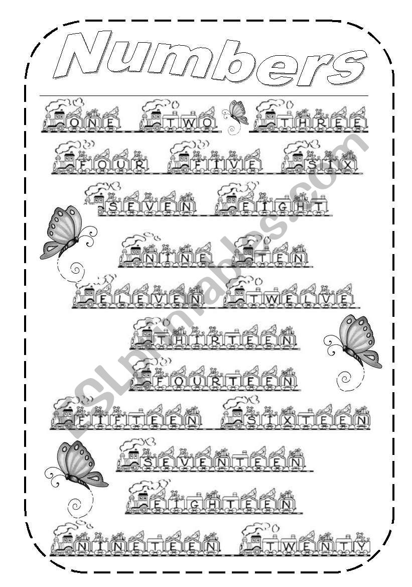 NUMBERS 1-20 (2 pages) worksheet