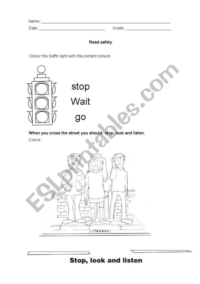 Road safety worksheet