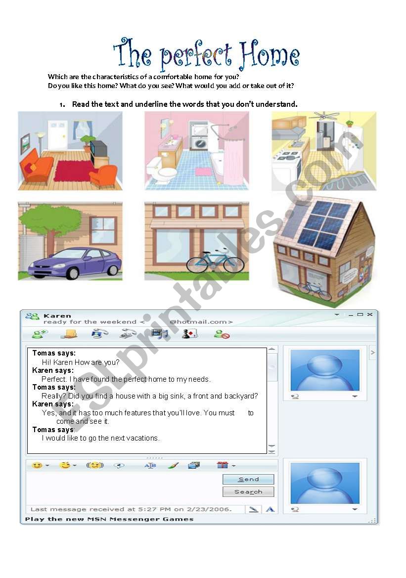 The Perfect Home worksheet