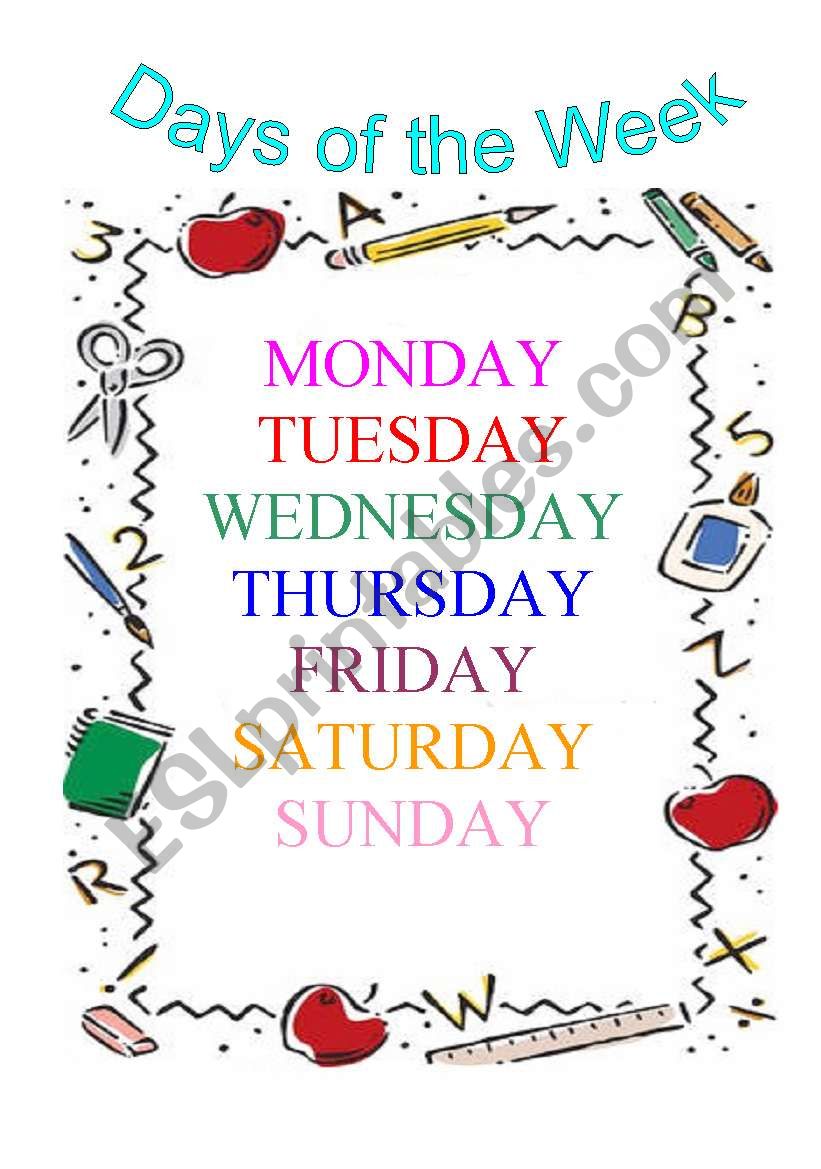 Days of the week worksheet