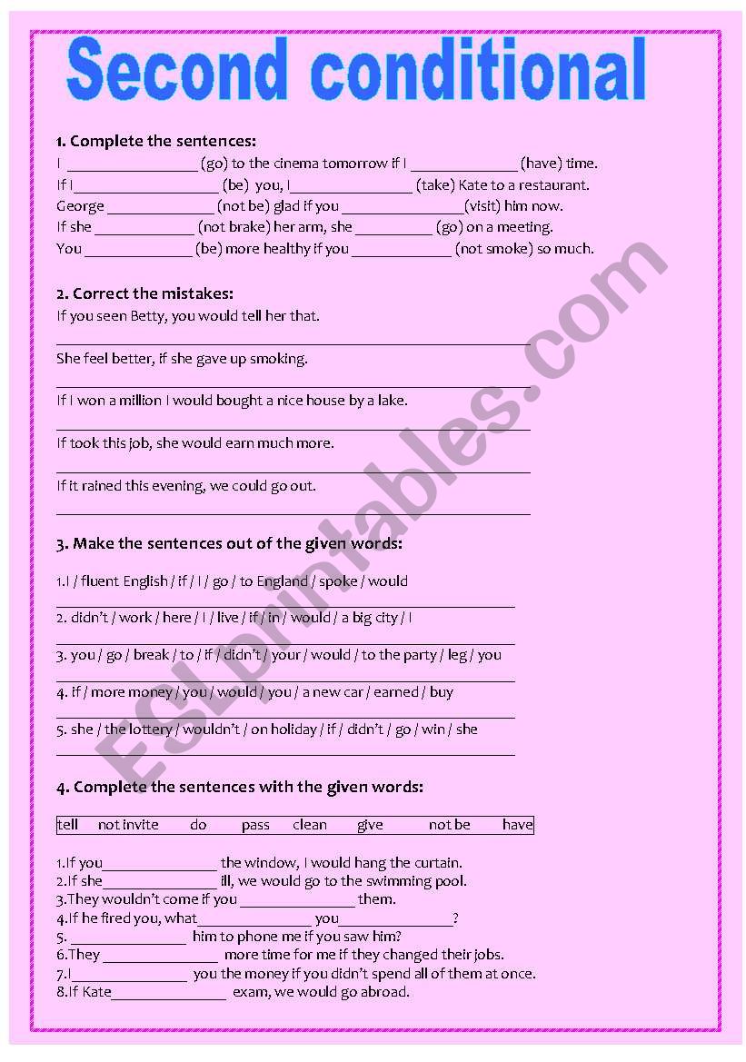 Second conditional worksheet