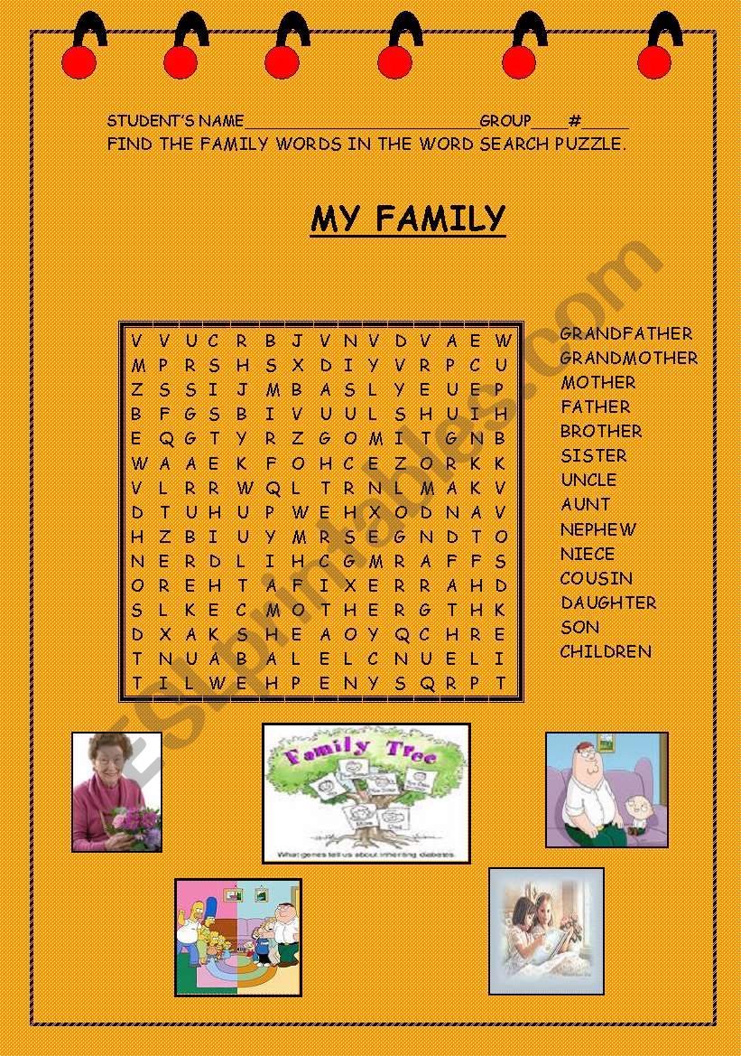 MY FAMILY worksheet