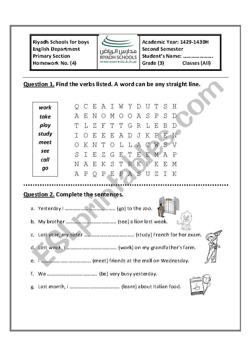 crossword and past simple puzzle