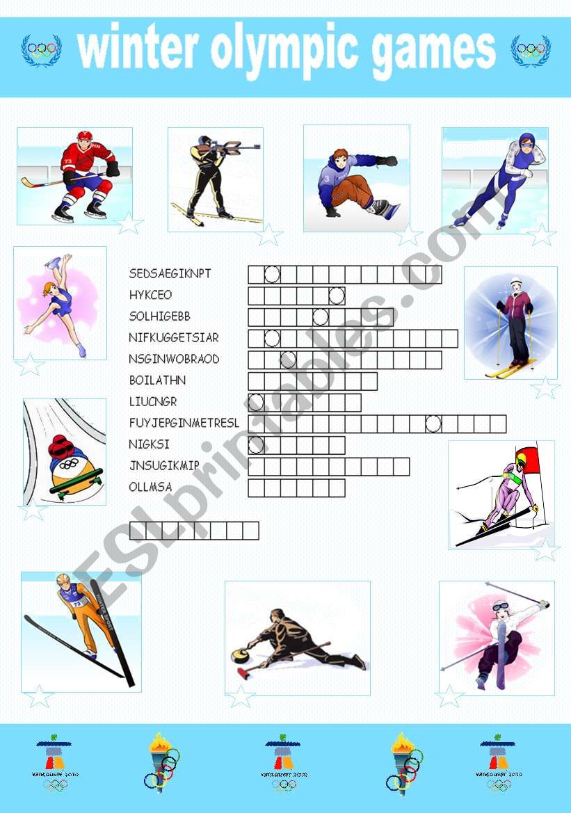Winter olympics puzzle worksheet