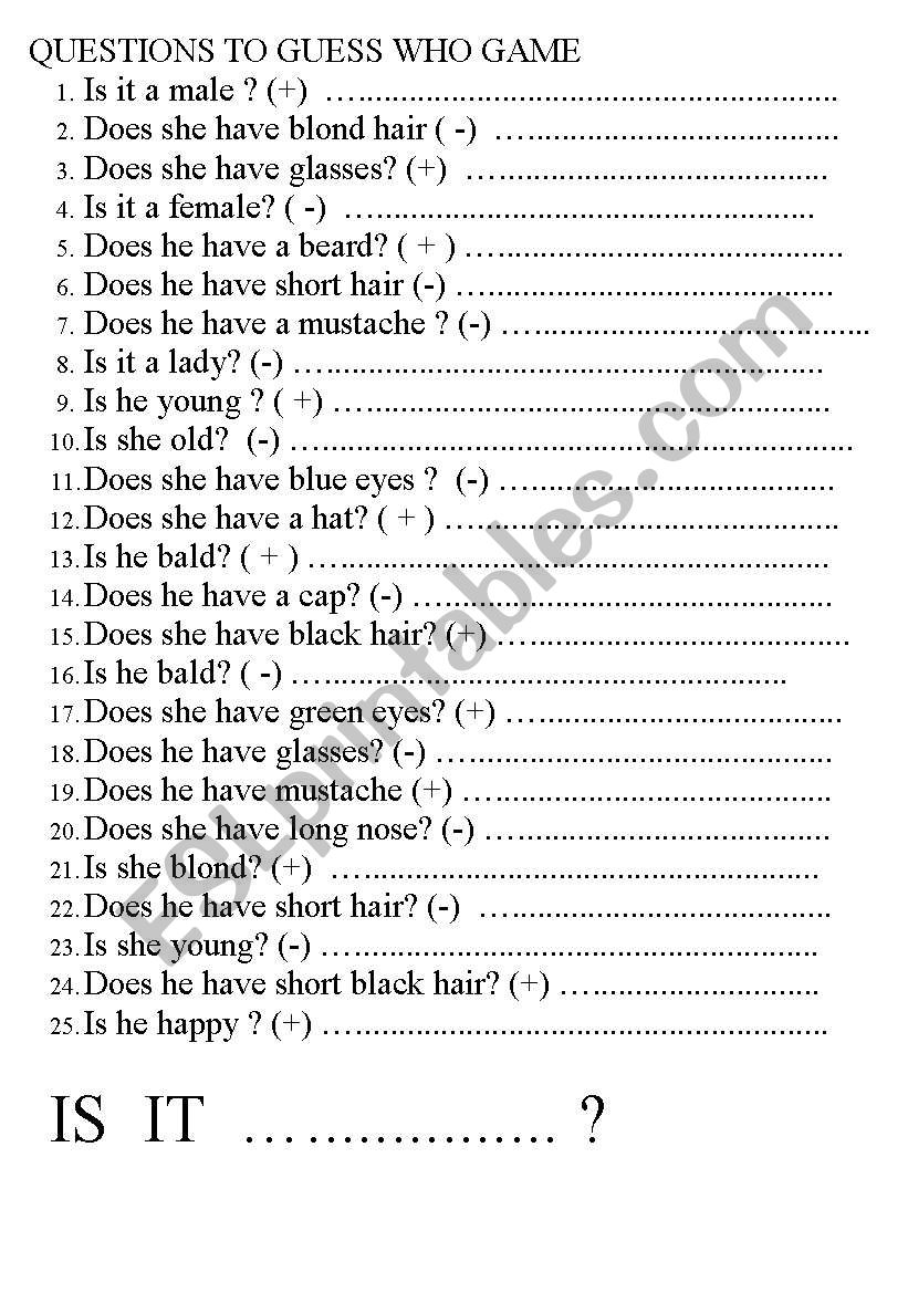 guess who question game worksheet