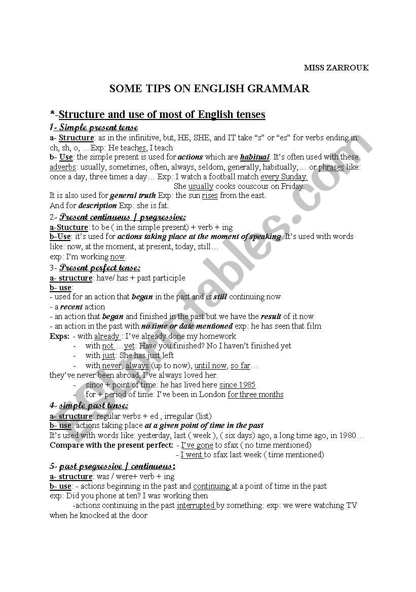 all english tenses + conditional