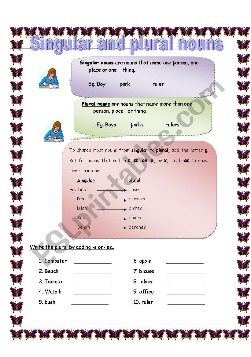 singular and plural worksheet