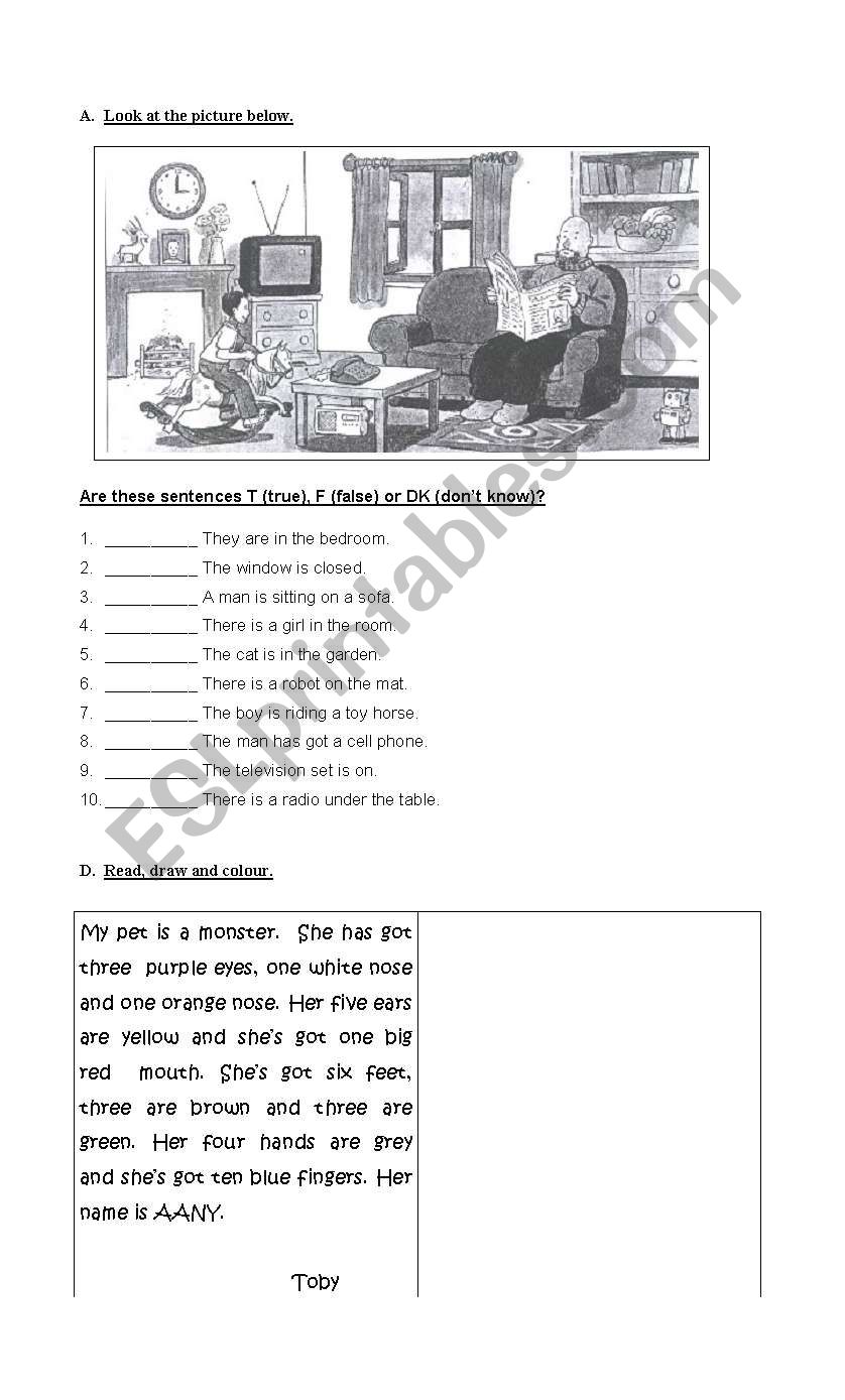 true or false / draw worksheet