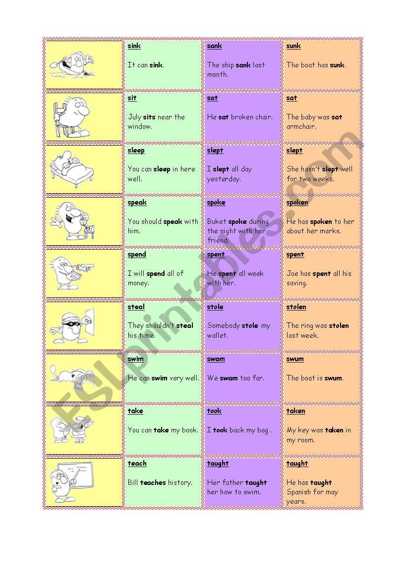 irregular verbs 4 worksheet