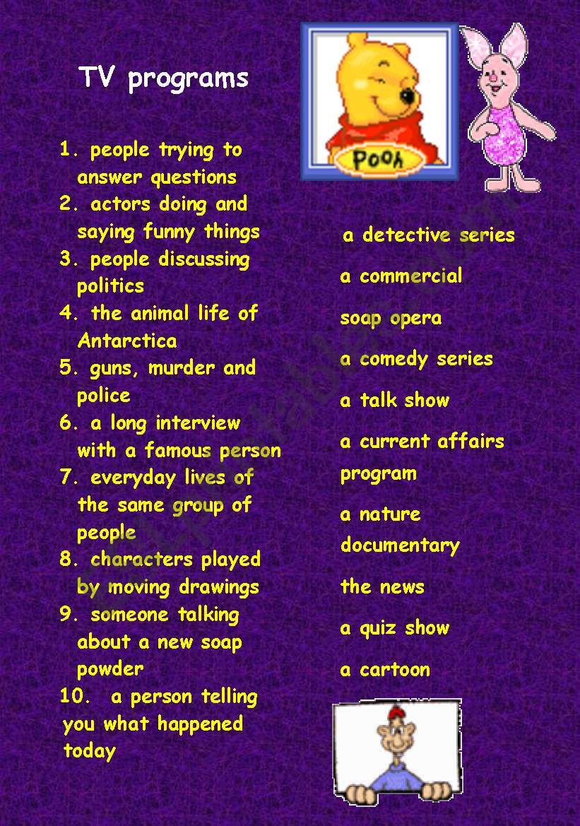 TV programs worksheet