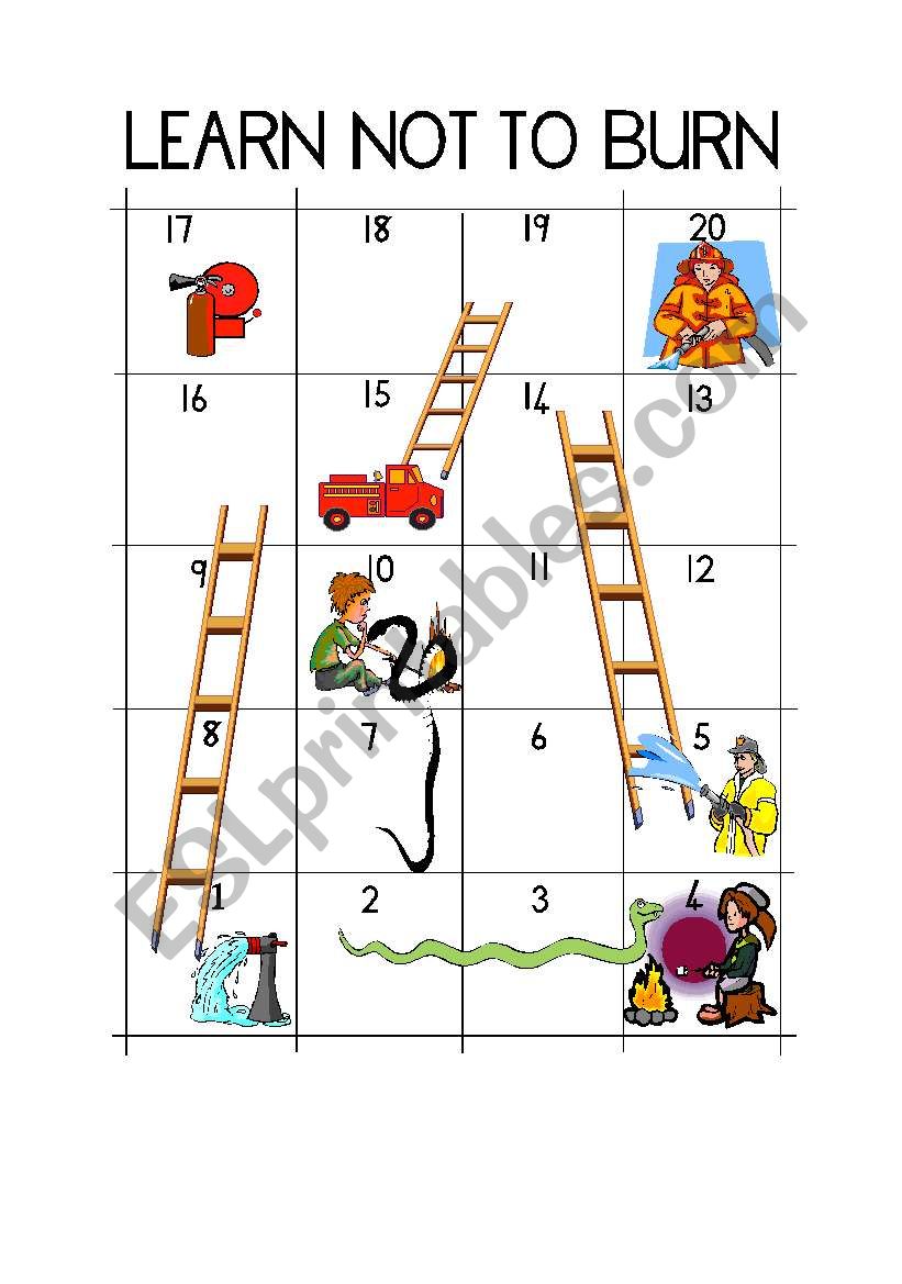 learn not to burn - snakes and ladders