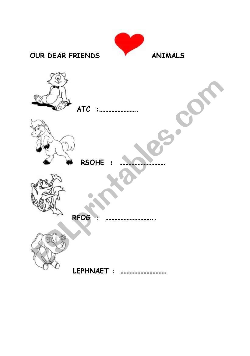 ANIMALS worksheet