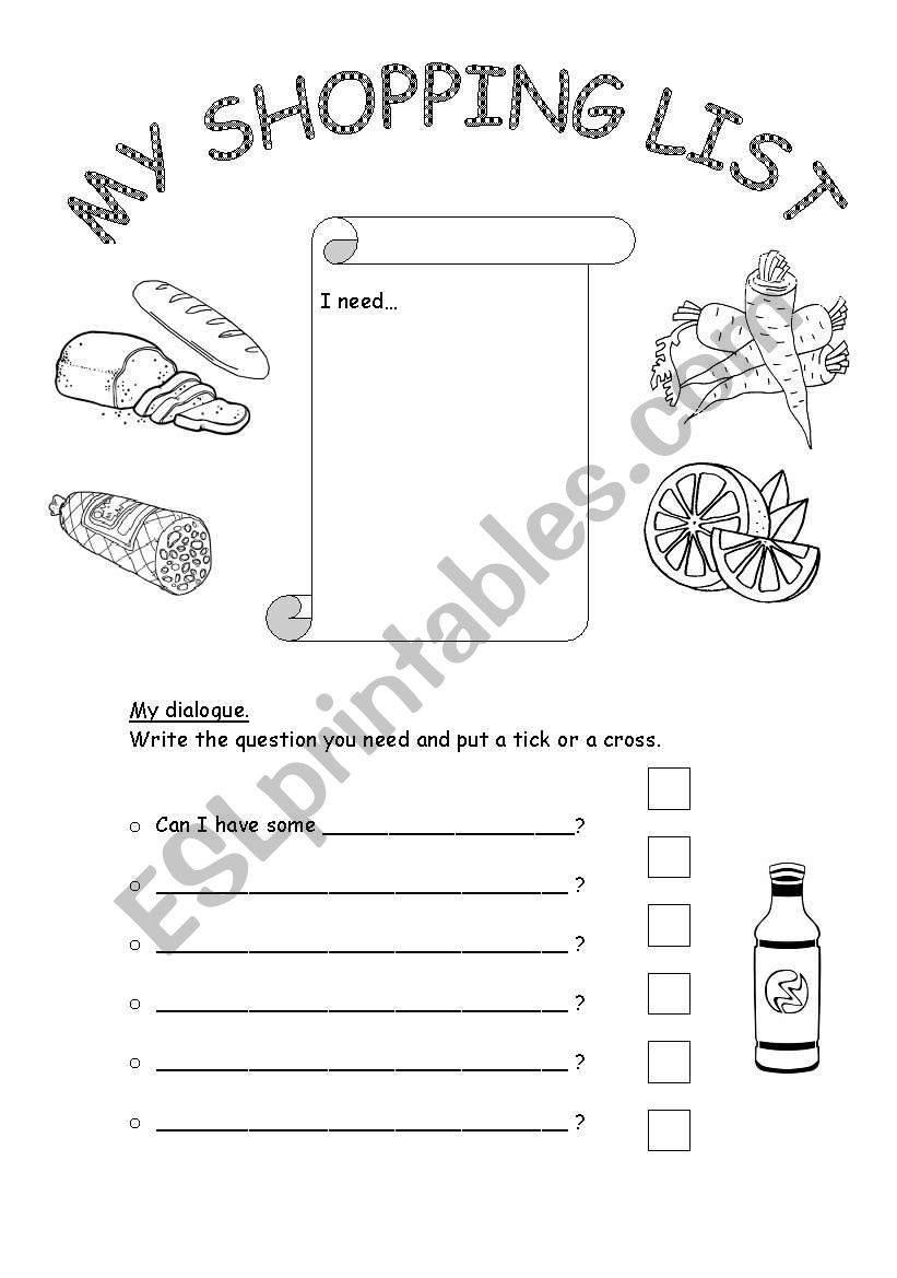 Shopping list - Can I have... worksheet