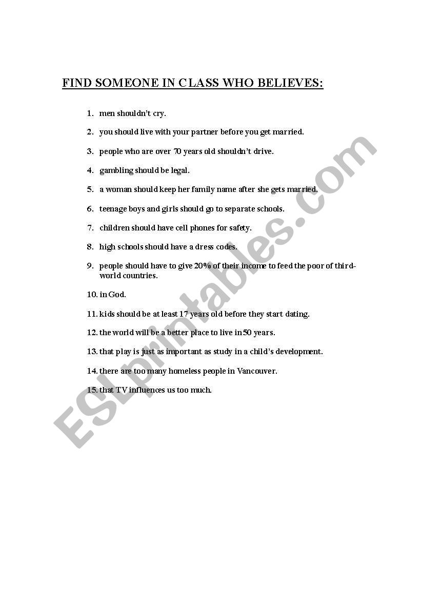 opinions mixer worksheet