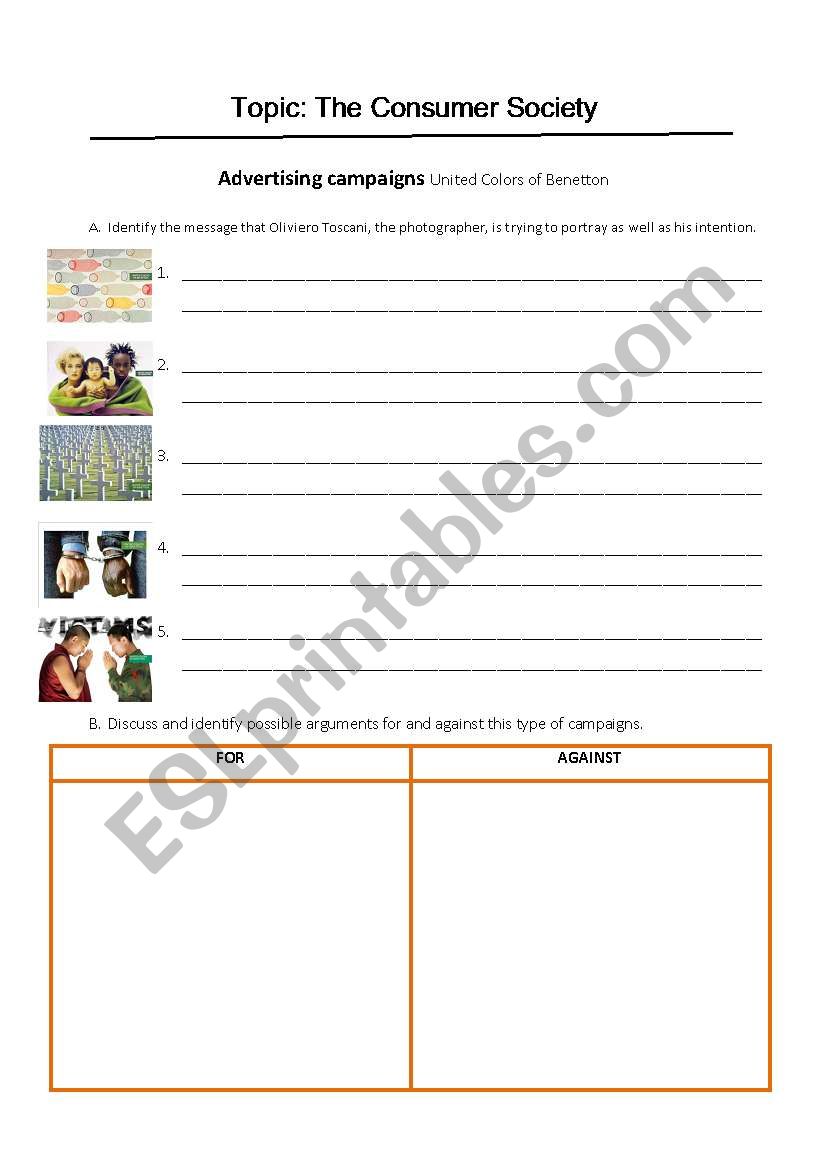 The consumer society worksheet