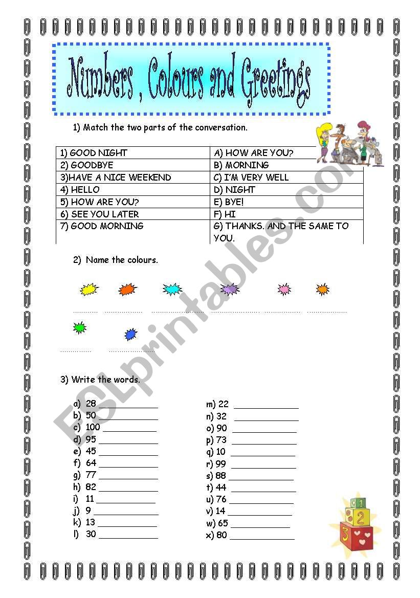 Numbers , Colours & Greetings 