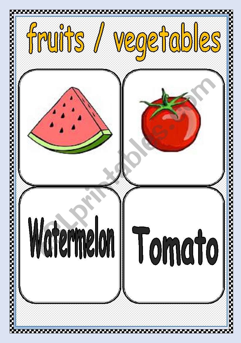FRUITS / VEGETABLES FLASHCARD or POSTER ( Part : 3 )   |  TWO PAGES  |