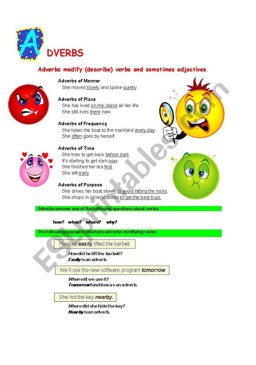 Adverbs worksheet