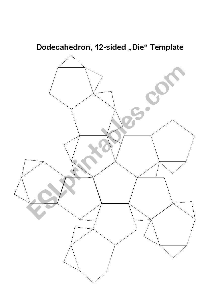 Dodecahedron Dice Template worksheet