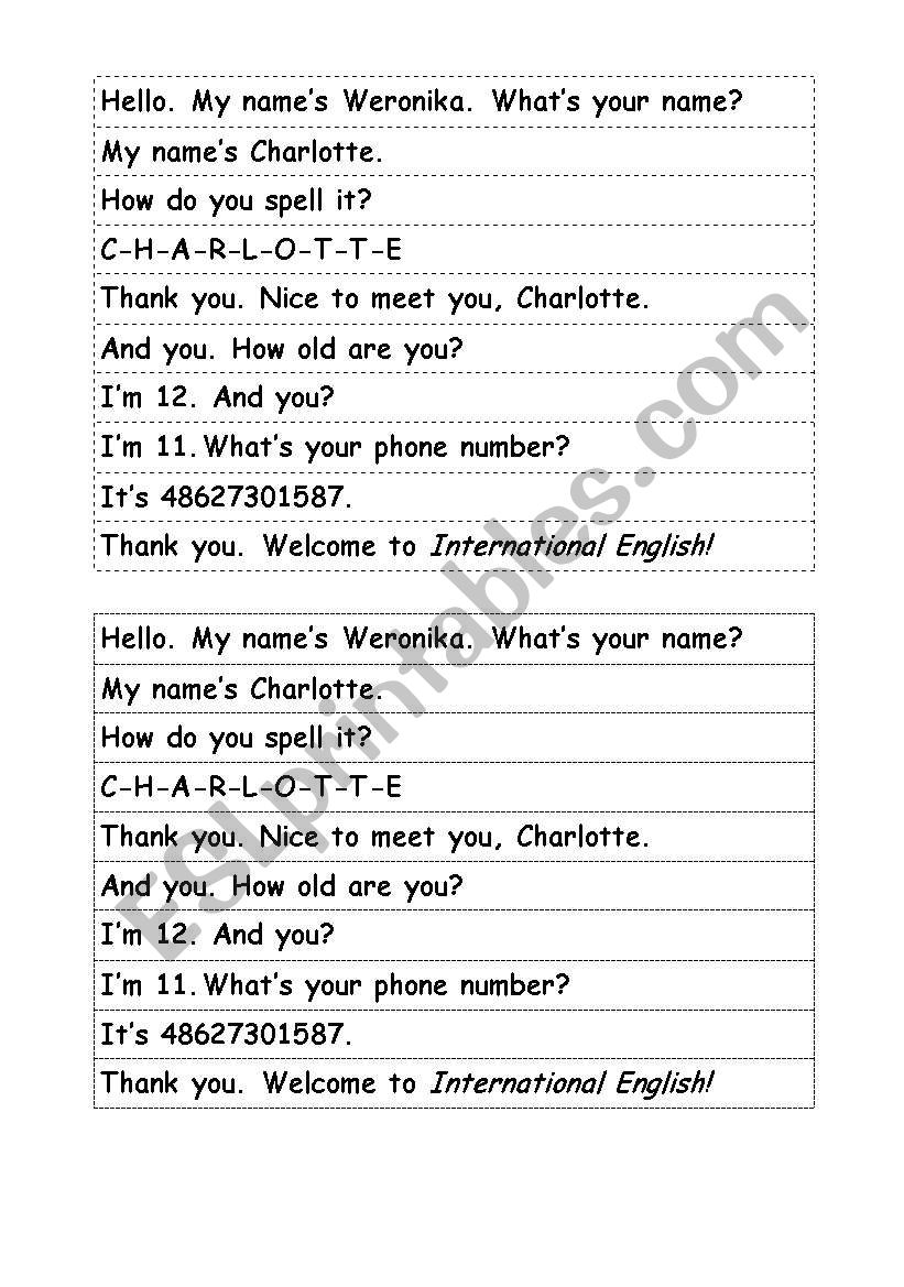 Whats your name worksheet