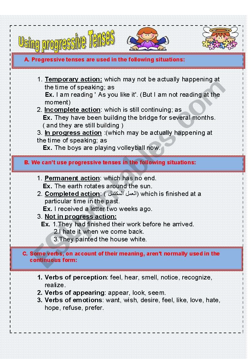 using progressive tenses - ESL worksheet by youness