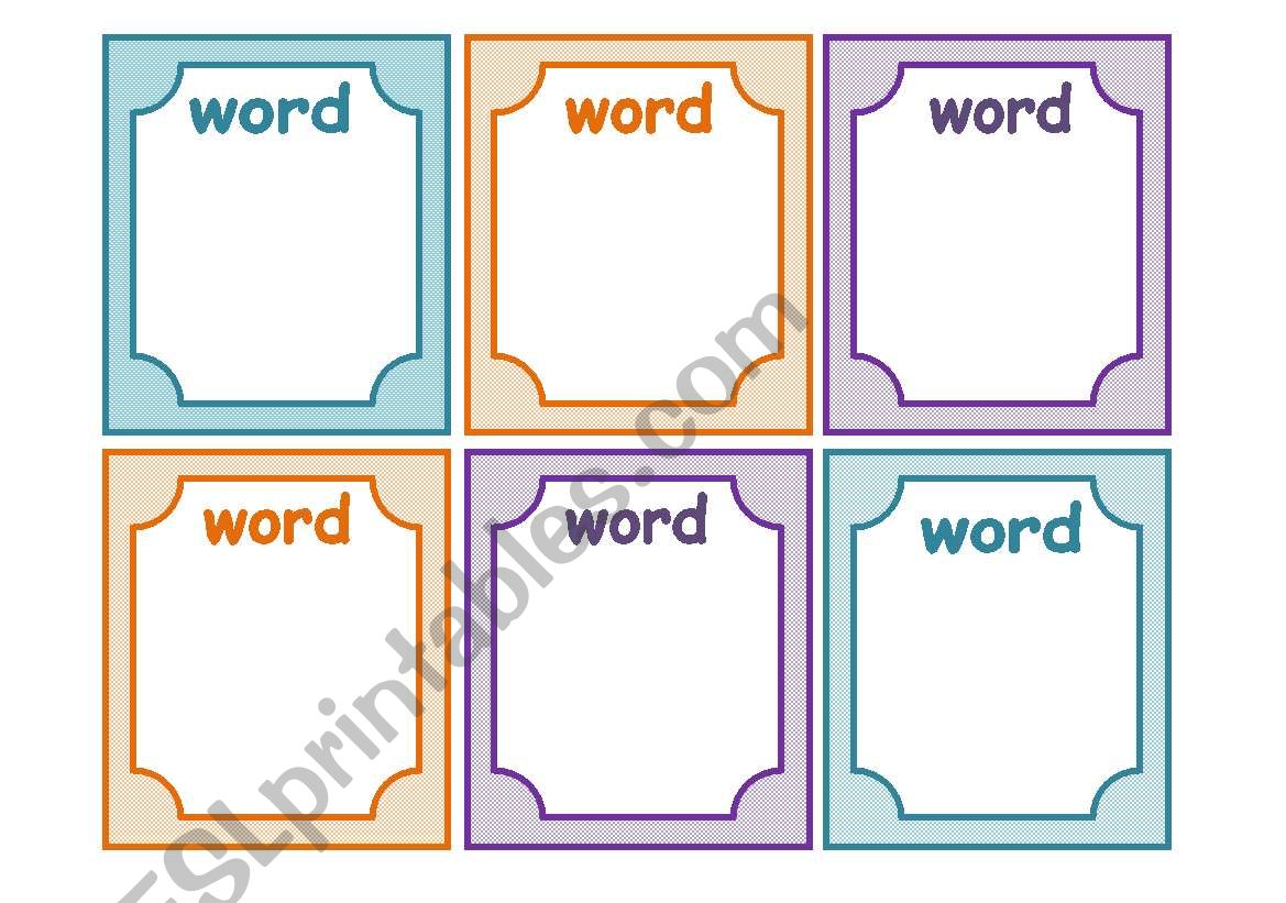 English worksheets: FLASHCARDS TEMPLATE Within Cue Card Template