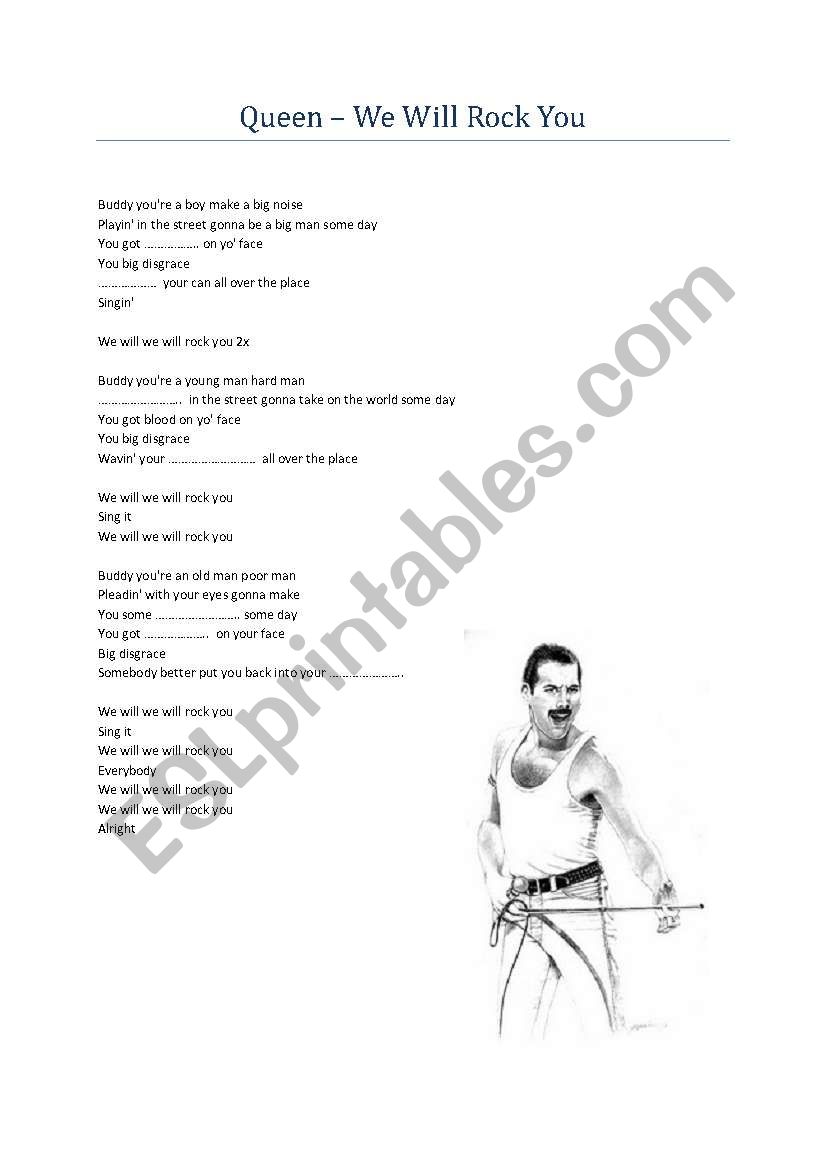 Queen - We will rock you SONG worksheet