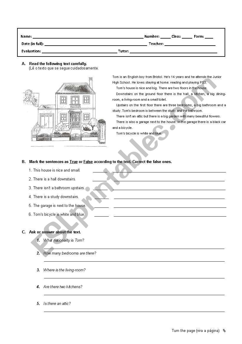 Test 6th grade worksheet