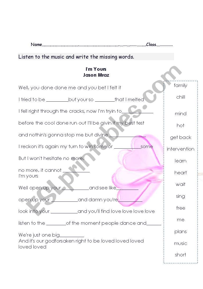 Learning English Through Song worksheet