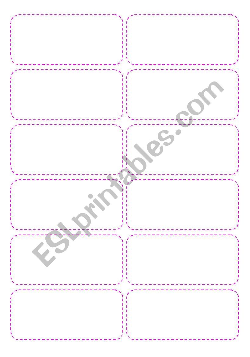 Game cards Template - 4 pages - 48 cards