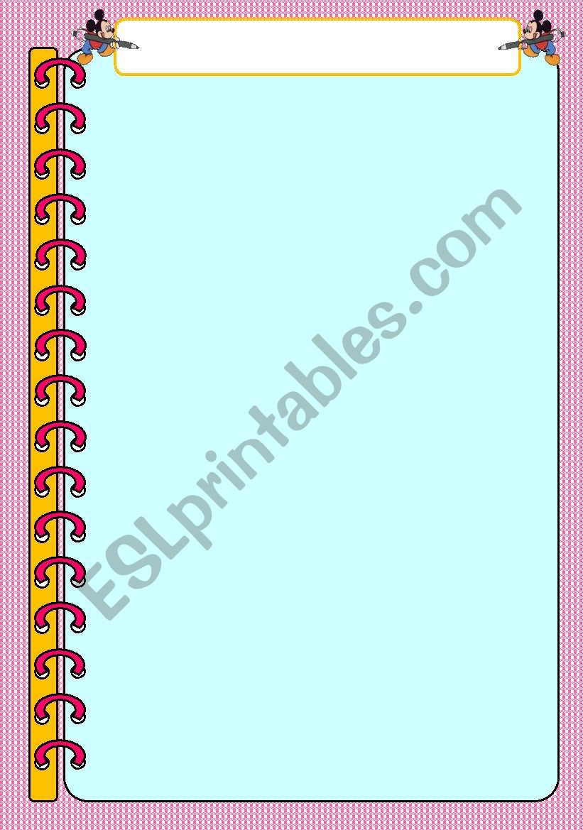 Notebook Template Disney worksheet