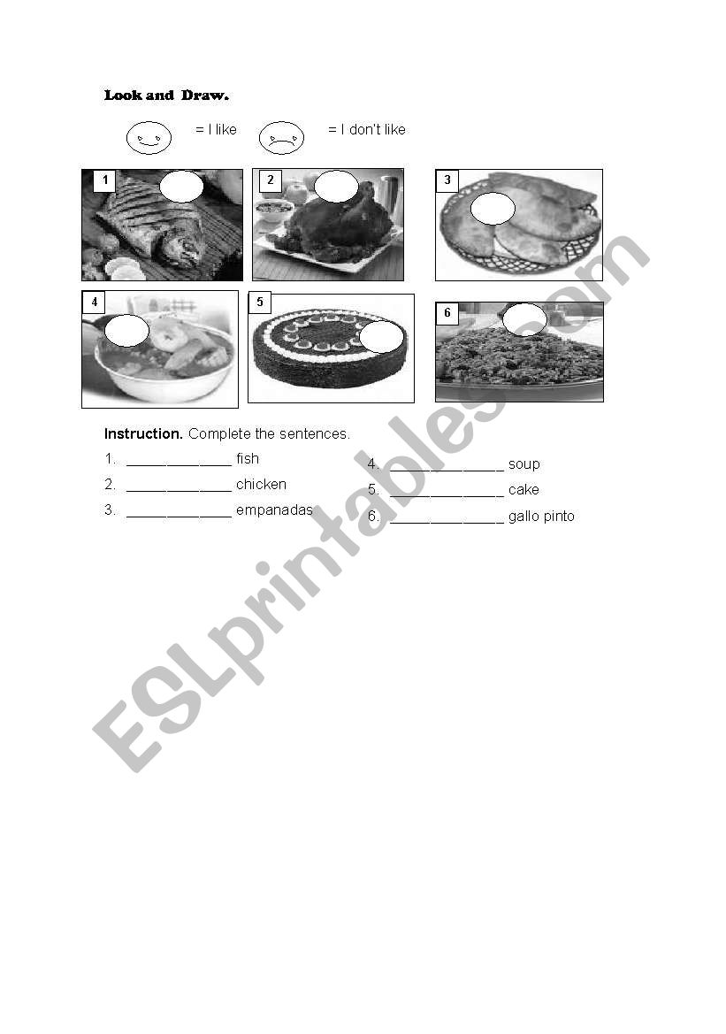 Likes and Dislikes worksheet