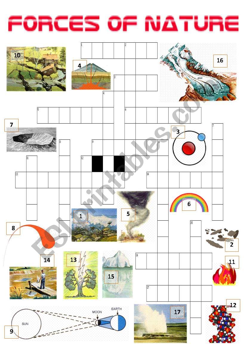 Forces of Nature Crossword worksheet