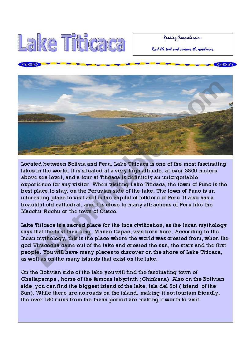 Lake Titicaca Reading Comprehension